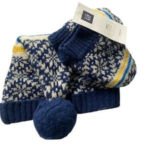 GAP NEW BABY INFANT NAVY BLUE YELLOW WINTER HAT FALL CASUAL SIZE 0 to 6 MONTHS